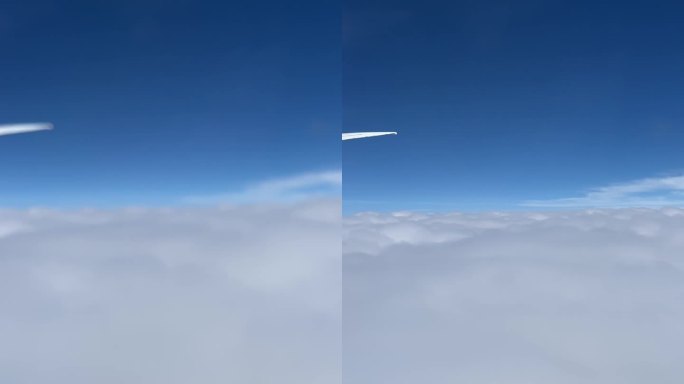 航空飞机机窗外的景色，高空壮观平流云海。