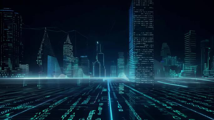 科技城市穿梭全息影像虚拟三维数字虚拟世界