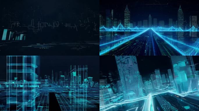 科技城市穿梭全息影像虚拟三维数字虚拟世界