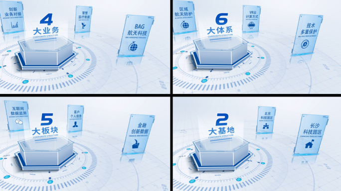 简洁企业信息科技文字分类展示AE模板