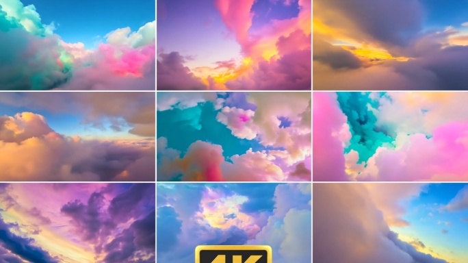 4k七彩祥云穿梭