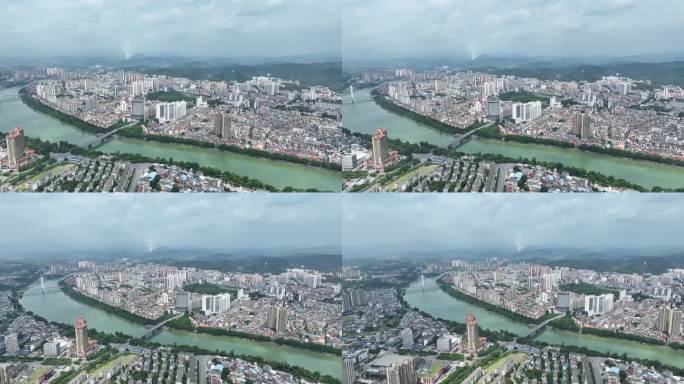 航拍百色市右江