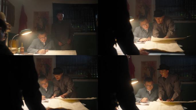 80年代电网工程师看图纸夜晚工作