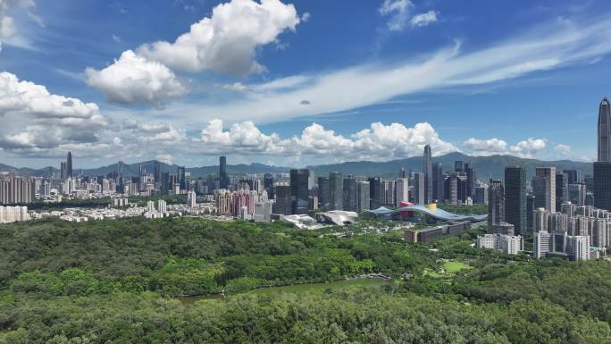 深圳福田区莲花山公园市民中心航拍