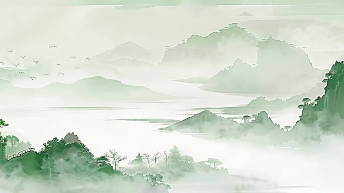 中国风上青山水墨画宽屏