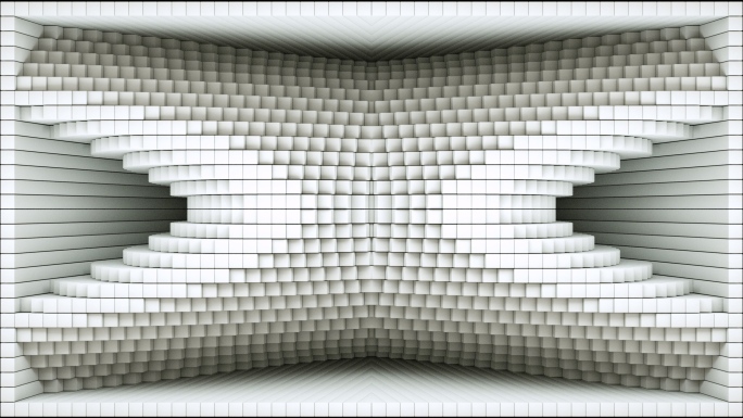 【裸眼3D】白色方块矩阵墙体建筑投影素材