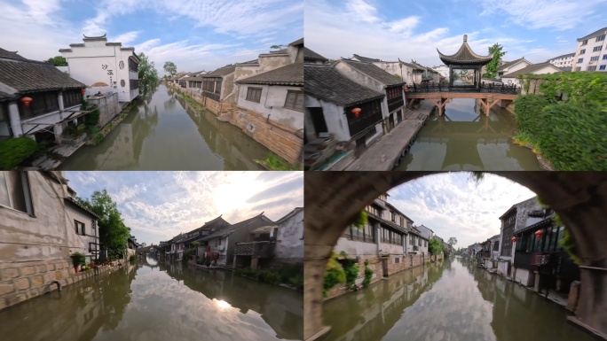 太仓沙溪古镇航拍空镜