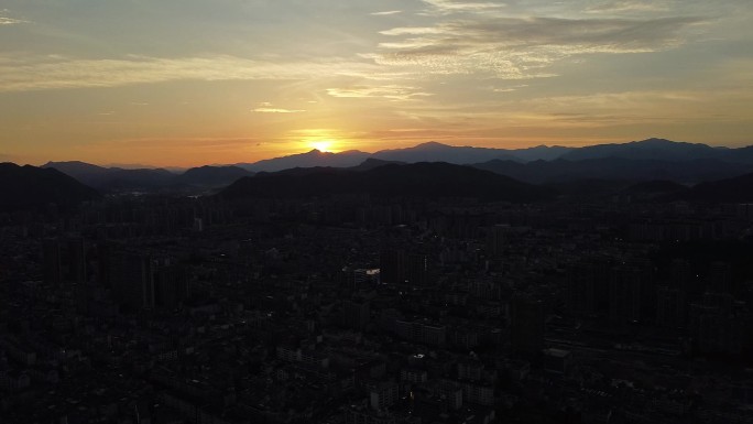 杭州临安博物馆功臣塔夕阳落日晚霞航拍夜景