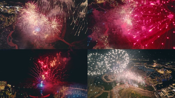 【4K】绚丽烟花 慢镜头实拍  渔田小镇