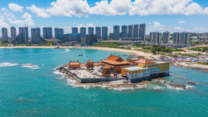 石狮洛伽寺航拍延时摄影