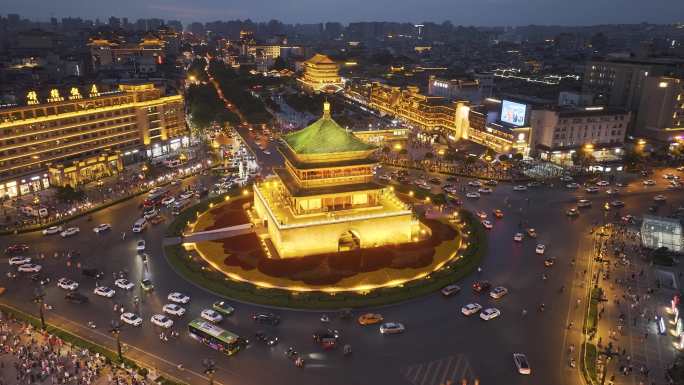 4K西安航拍钟楼合集