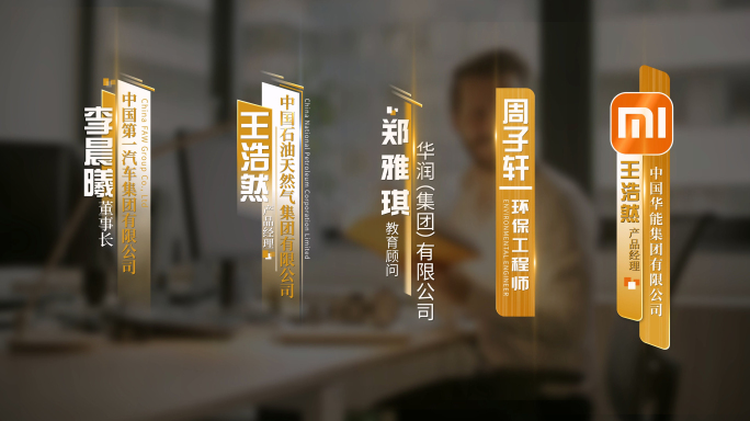 4K 简约大气金色人名条字幕