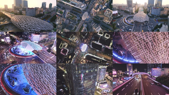 4K航拍上海五角场商圈合集