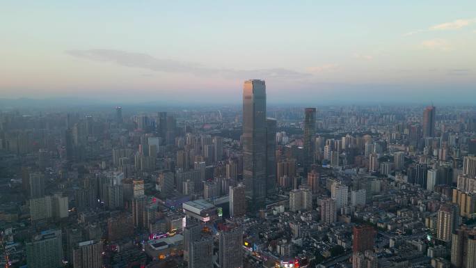 4K航拍长沙湘江一江两岸夕阳黄昏风景4