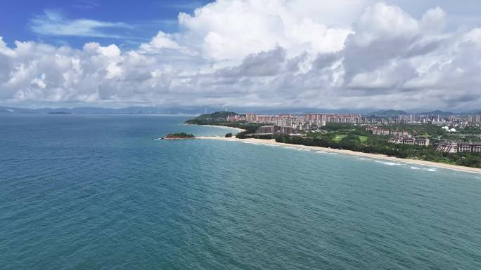 4k海南陵水清水湾海边海水航拍空镜