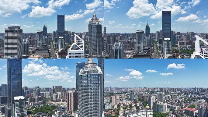无锡市中心三阳广场城市风光航拍延时