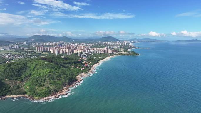 4k海南陵水清水湾海边海水航拍空镜