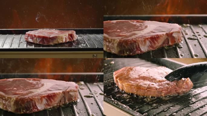 煎牛排 西餐 牛排落下