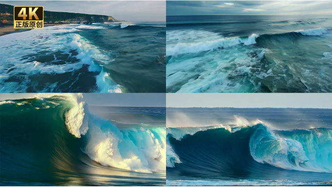 大海合集航拍海浪巨浪海岸浪花海水