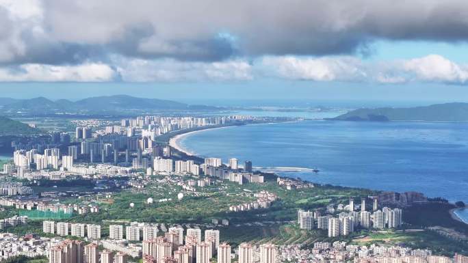 4k海南陵水清水湾海边海水航拍空镜