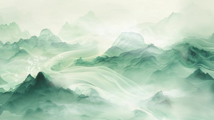 青绿意境水墨山水