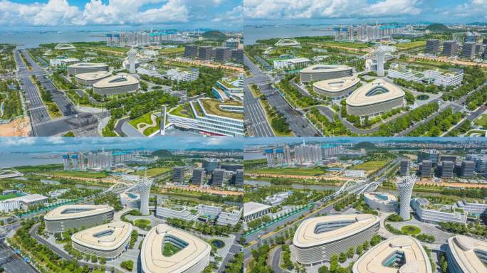 4K航拍东莞滨海湾新区延时