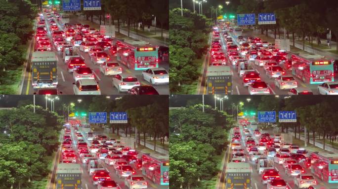 堵车夜景马路交通