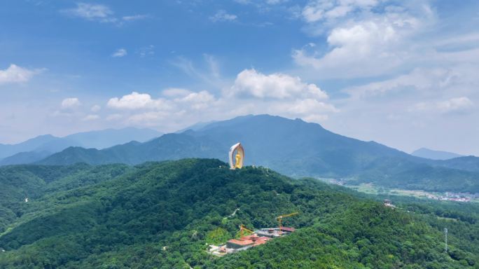 九江东林大佛夏季航拍延时