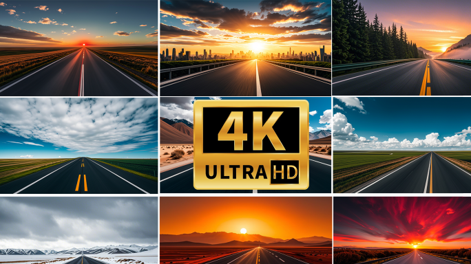 公路日出 大道夕阳