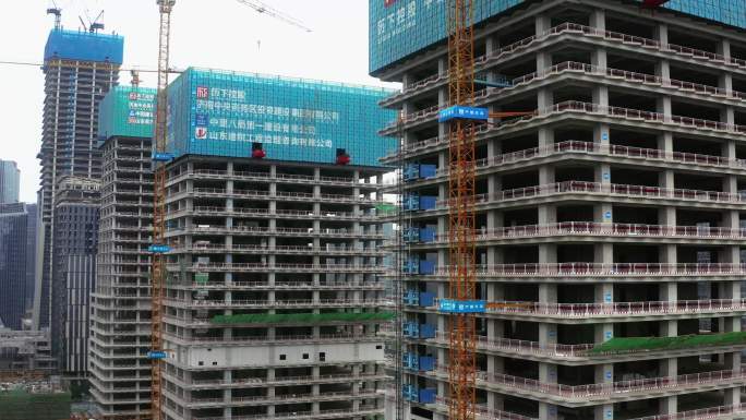 4K建筑工地城市建设航拍
