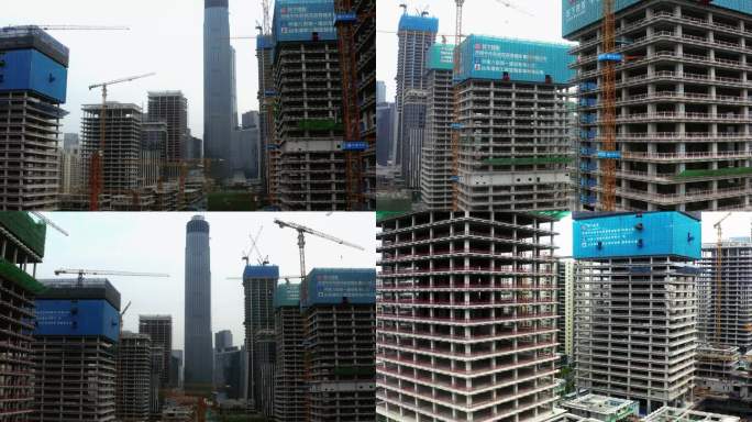 4K建筑工地城市建设航拍