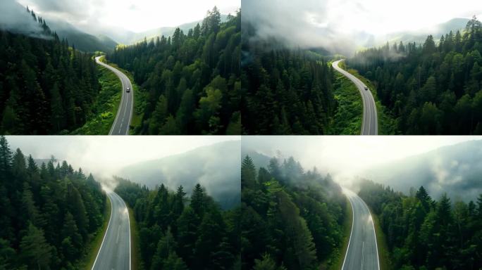 道路森林公路穿越