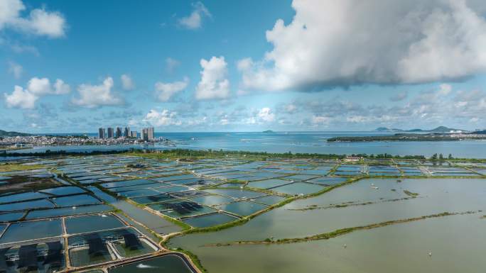 水产养殖基地航拍延时