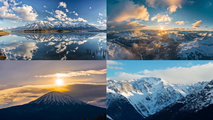 雪山 日照金山 日转夜延时 高山