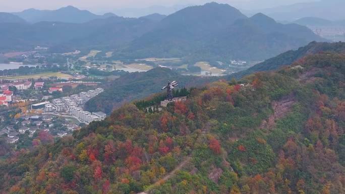 浙江绍兴会稽山大禹陵景区航拍越城区风景大