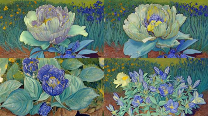 油画风格开花素材