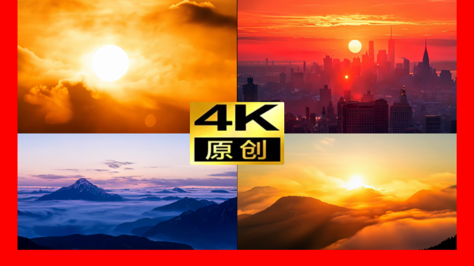 旭日东升日出延时朝霞云海大山大气壮观震撼