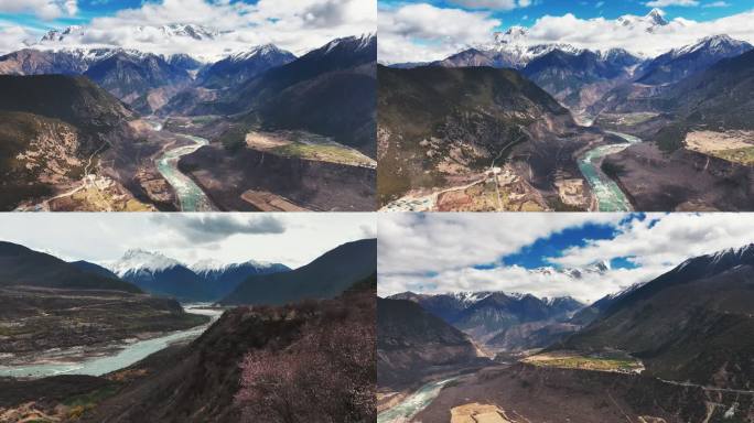 西藏林芝索松村南迦巴瓦峰航拍大气壮观风景