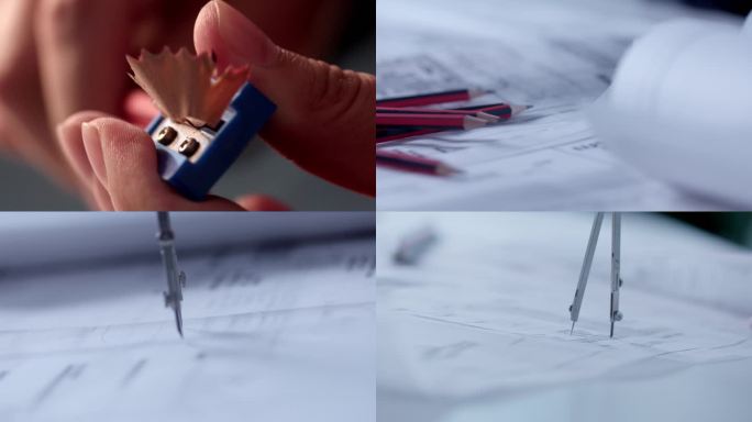 铅笔圆规翻页设计图纸设计方案