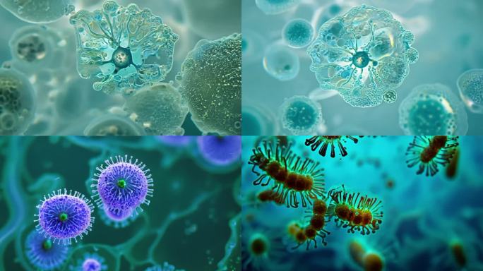 显微镜下的细菌病毒微生物微距特写【合集】