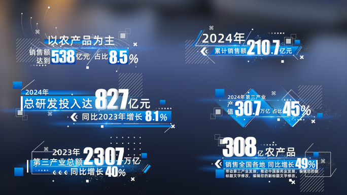 蓝色科技数据字幕条文字数字汇报片AE模板