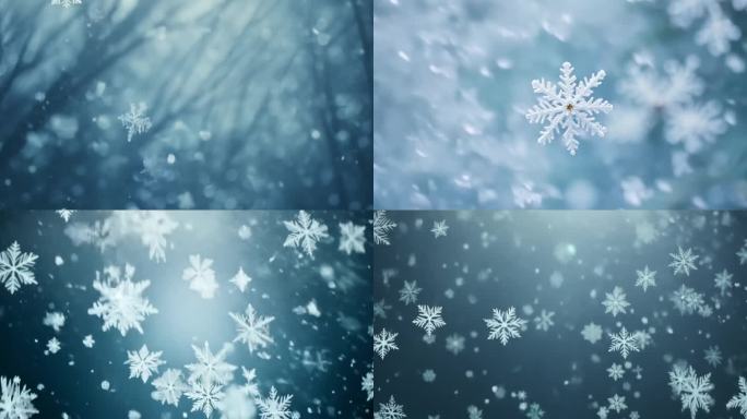 下雪雪花唯美雪花慢镜头