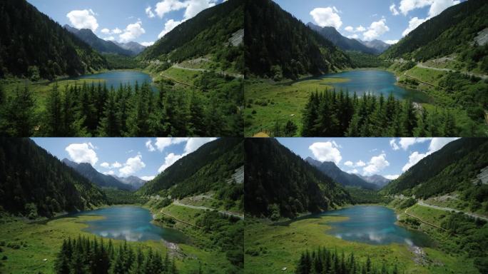 4k高山湖泊自然风光自驾318风景航拍