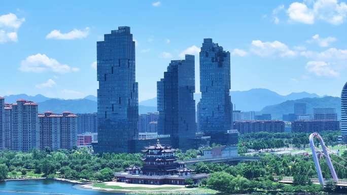 最新绍兴迪荡新城多角度航拍4K