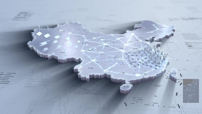 亮色科技感三维地图