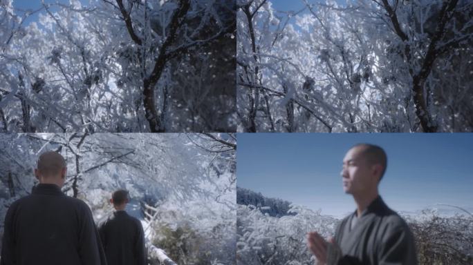 4K传统文化漫步雪山意境诗意