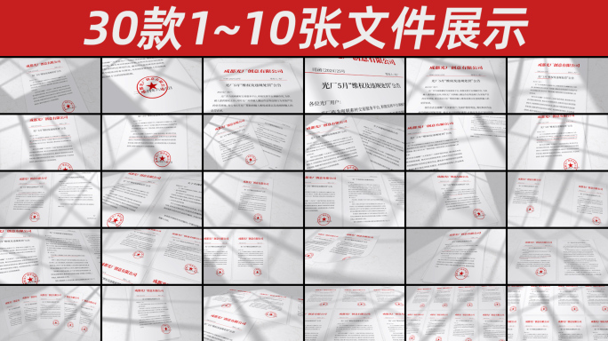 【30款】大理石光影红头文件展示模板
