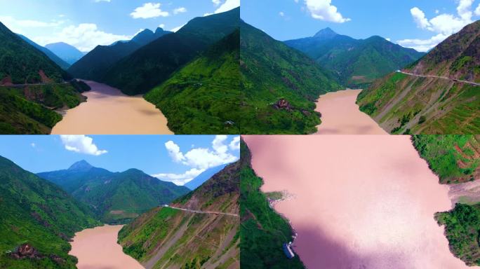 4k调色 视频素材航拍金沙江