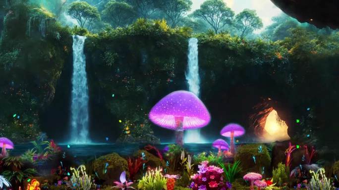 梦幻森林蘑菇8K宽屏沉浸式投影全息宴会厅