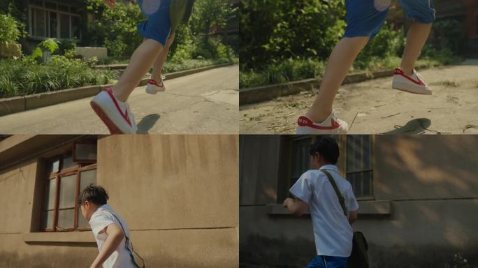 4K九十年代小学生少年奔跑复古怀旧